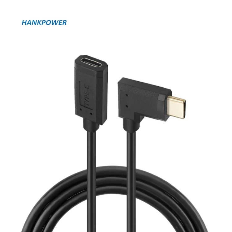 USB3.1 Type-C Male To Female Data Extension Cable Standard 16 Core Gold Plated Right Angle USB Type C 3A Charge Cable