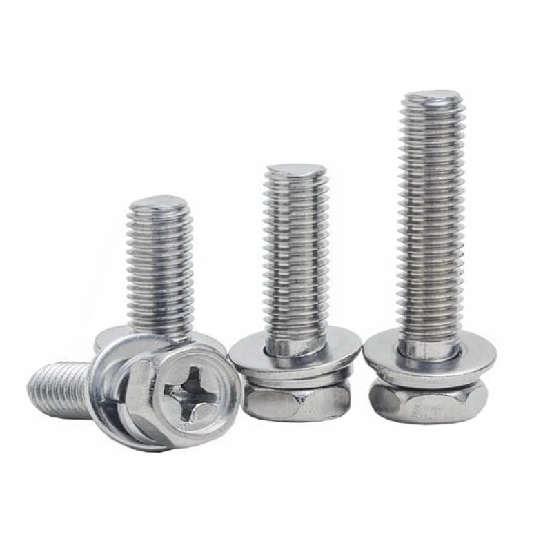 M2.5 M3 Stainless Steel ASTM A193 A914 B8 B8M B8T ASTM A453 GR660 A286 Cross Recessed Hex Head Screw Assembled With Washer