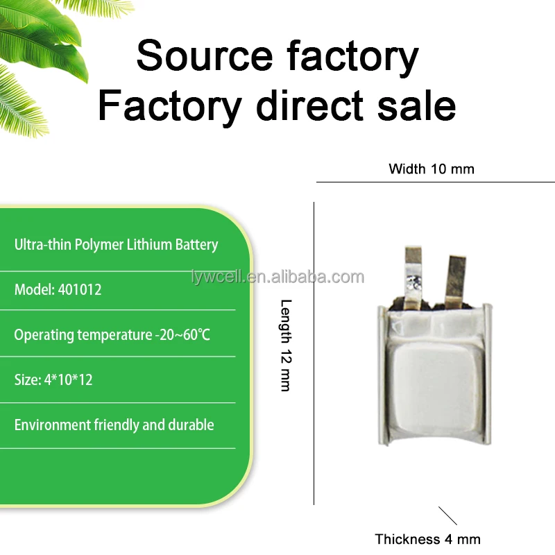 LYW Direct Selling Custom Ultra Small Tiny Lipo Battery 401012 501012 3.7V 30-50mAh For Rechargeable TWS Wireless Headphones