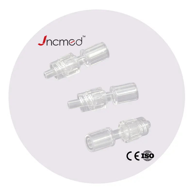 Undetachabe Rotating Male Luer Lock One Way Connector With Cover For OD 4.0mm Tube