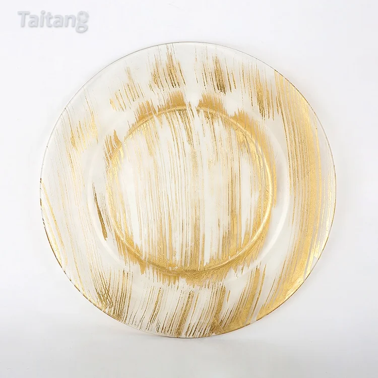 Restaurant Hotel Decoration Wedding Glass Underplates Gold