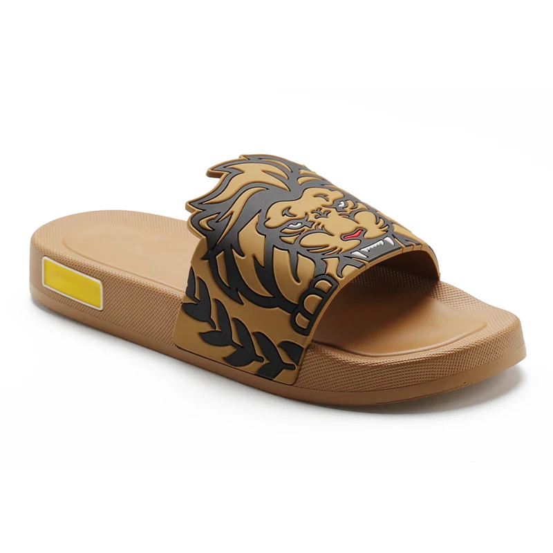 Henghao Oem Logo Men  Sandals Logo Comfortable Flat Slipper Flat Slide Sandals Men Slipper  Prefabricated Soles for Slippers