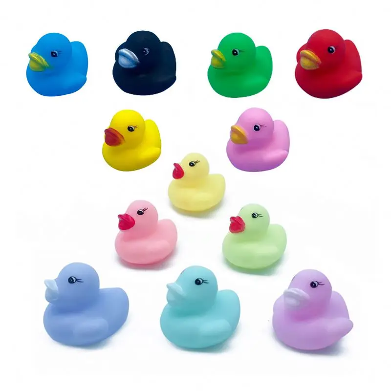 Hot Multicolor PVC Plastic Small Ducky Light Color Squeak Baby Bath Toys Bulk Mini Yellow Pink Blue Black Rubber Duck
