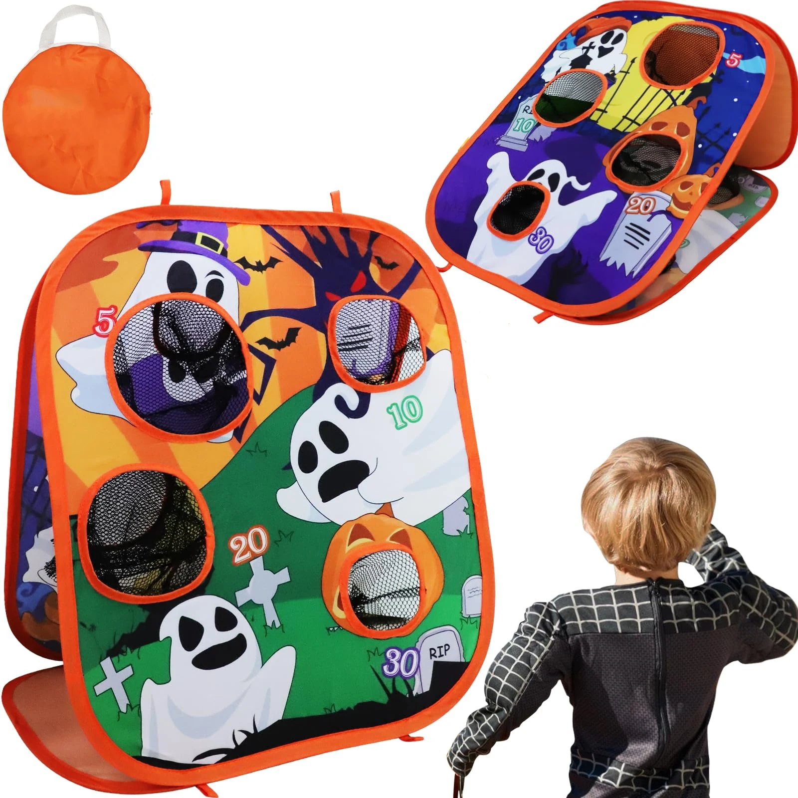 Toddlers Outside Toys Halloween Bean Bag Toss Game Ghost Halloween Party Bean Bag Toss Game or Kids