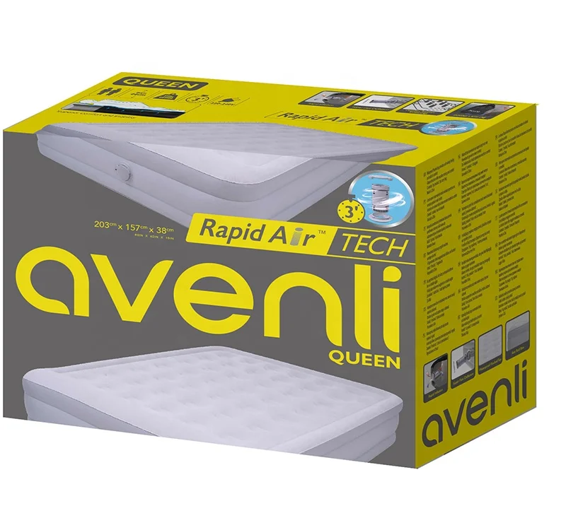 Avenli Wholesale Customized Logo PVC King Size Air Bed Mattress Inflatable Twin Size airbed With Built-in Electric Pump