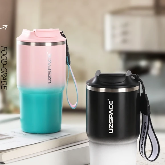 UZSPACE Customised Wholesale Portable Bulk Multi-Colored Aesthetic Heat Modern Souvenir Thermo Insulated Coffee Mugs with Lid