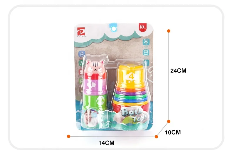 funny 11pcs rainbow baby stack cups for bath toys/plant flower/beach tool