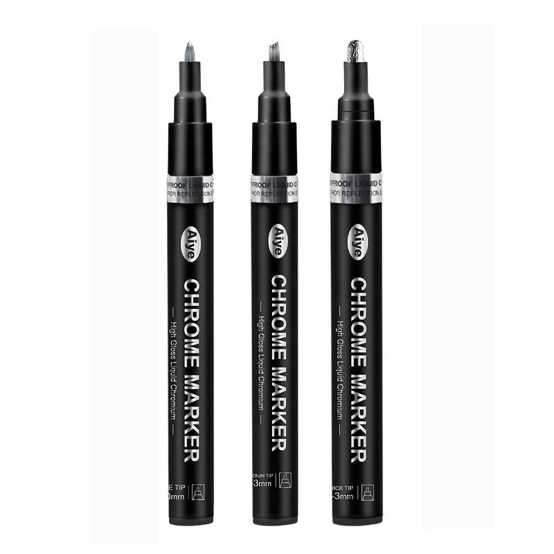 High Quality Chrome Plated High Gloss Marker Liquid Mirror Chrome Paint Markers With 0.7/1/3mm Nib For Any Surface