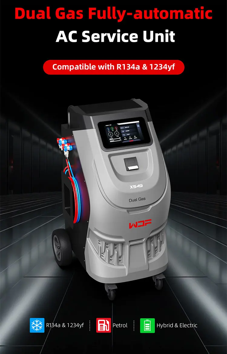 X549 Dual system Fully-automatic  A/C Service machine / for R134a and 1234yf  refrigerant gas recovering and refilling machine