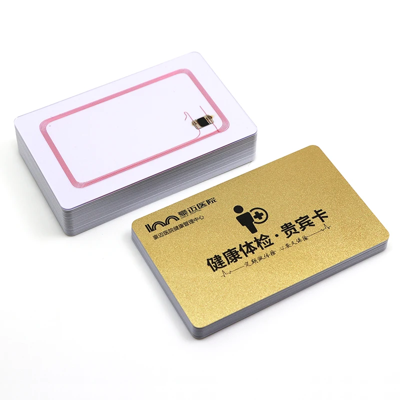 Customized PVC Smart Gold Plastic Health Business VIP RFID NFC Cards With Chip