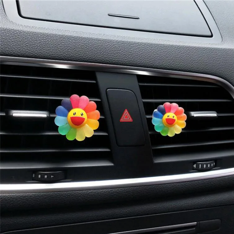 Promotional A Pair Of Colorful Sunflowers Air Freshener Car Clip Diffuser Aromatherapy For