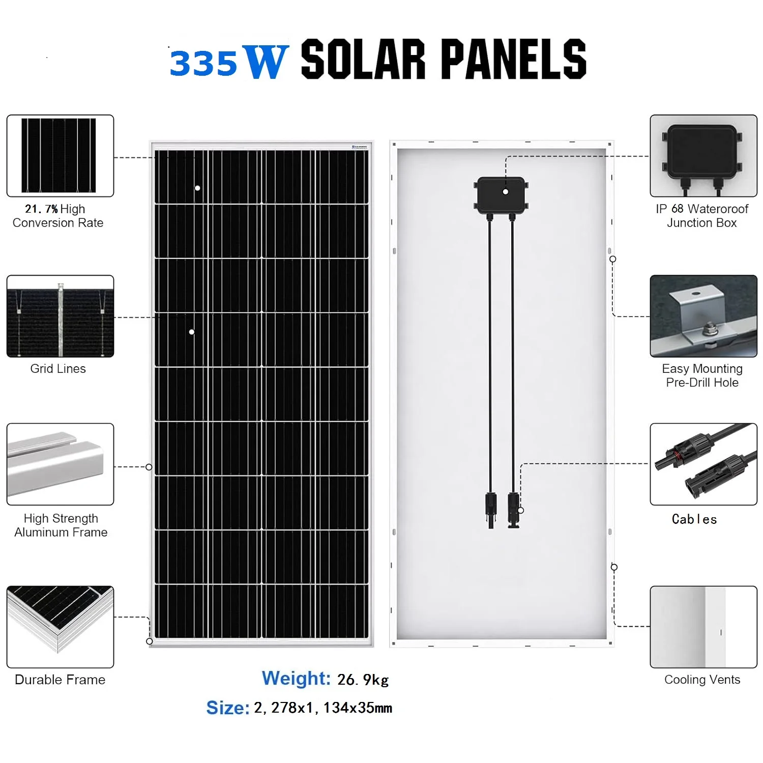 factory price 310 Watt Bifacial Solar Panel Cell Plate Photovoltaic module 22.2% High Efficiency crystalline Certified