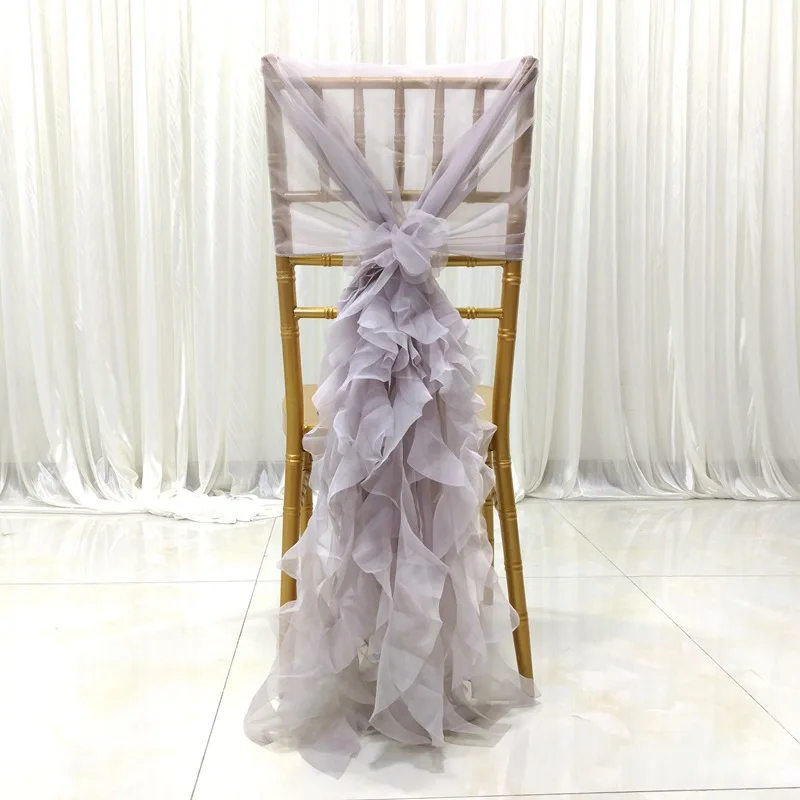 Polyester ribbon bow satin chair sashes wedding decoration