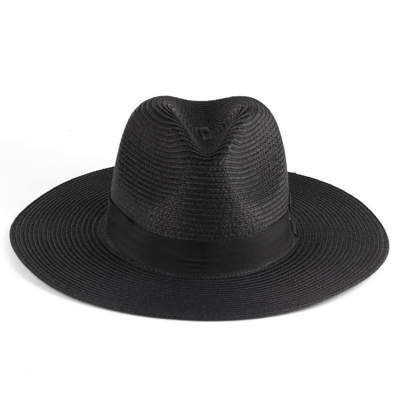 Wholesale Custom Logo Summer Breathable Wide Brim Sunscreen Panama Hat Sun Protection Straw Hat