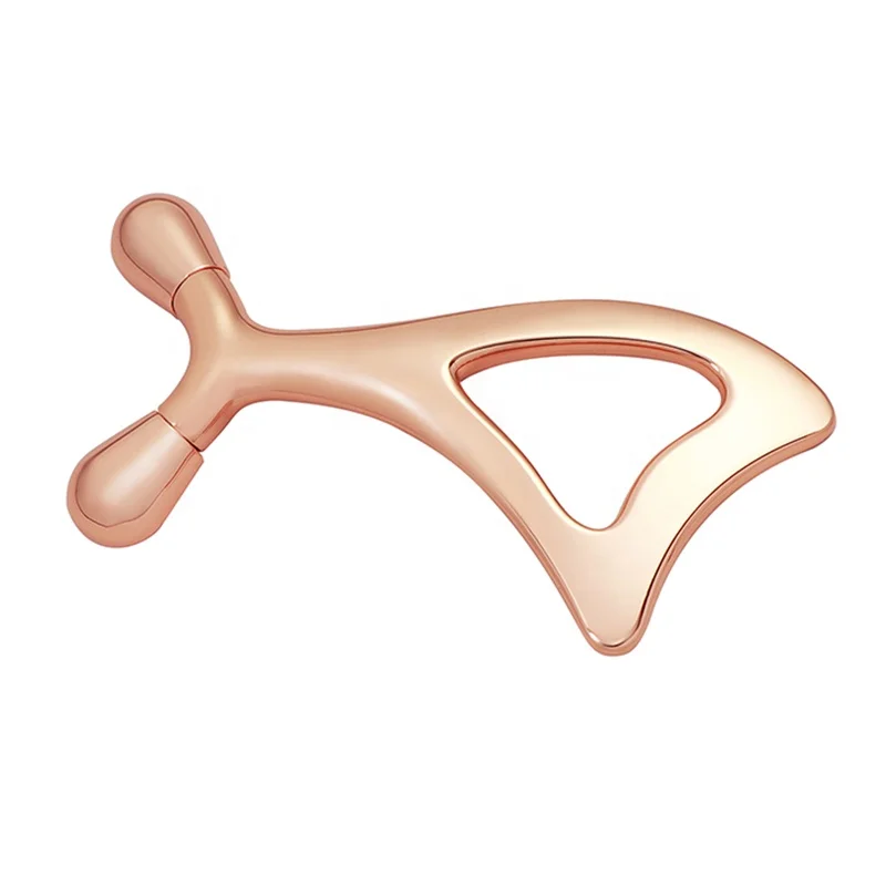 Y Shape Face Roller Skin Care Hollow Guasha Body Massage Tool Rose Gold Metal Gua Sha Board