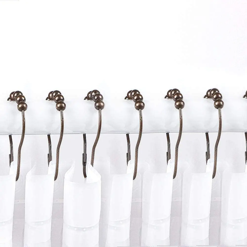 12pcs Decorative Rust Proof Shower Curtain Rings Stainless Steel Bathroom Shower Curtain Hooks for Shower Rods