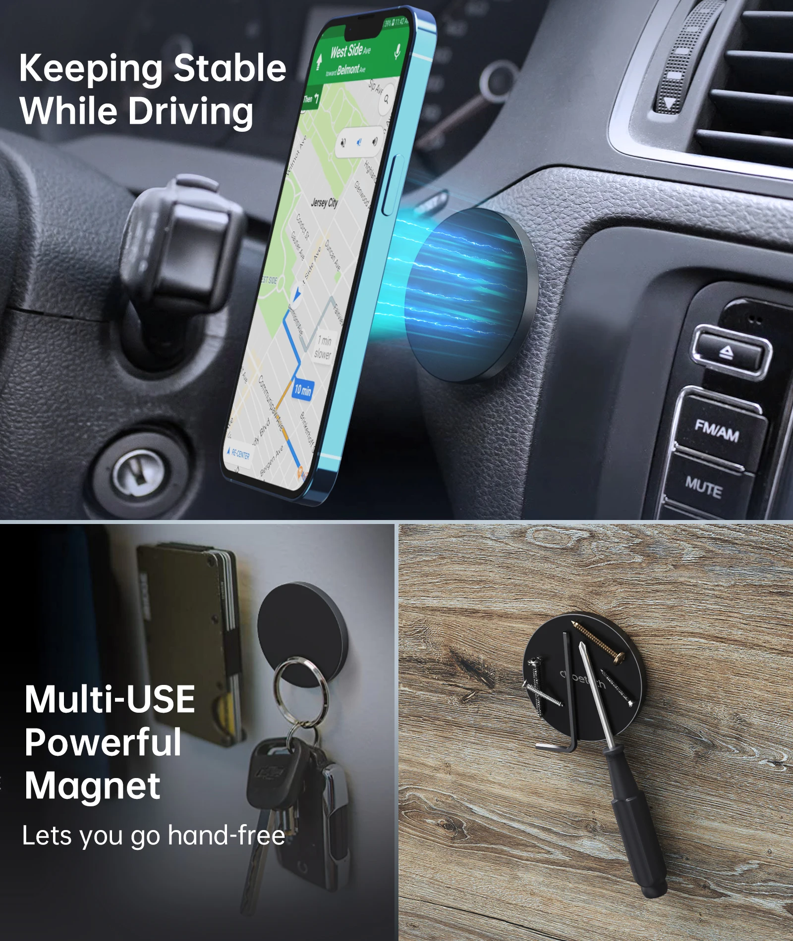 Universal Aluminium Alloy No Metal Plate Needed Sticky Magnetic Adapter Magnetic Phone Holder For MagSafe