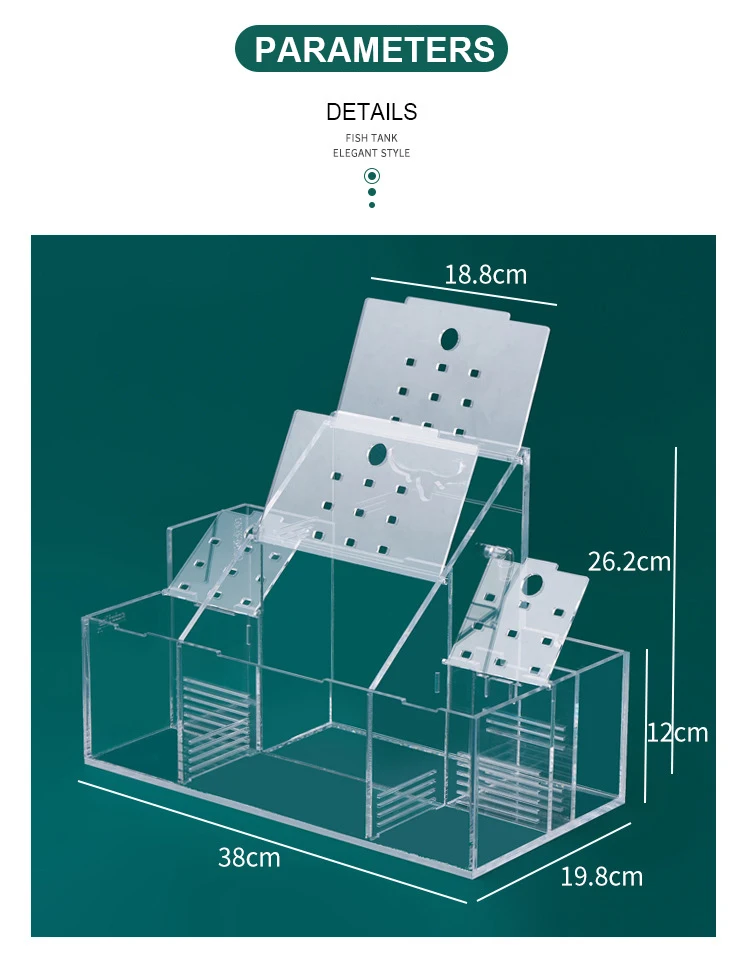 Self-Circulating Breeding&incubation Fish Tank Acrylic Sick Fish Isolation Desktop Aquarium Goldfish Fish Tank with 2.5W Pumps