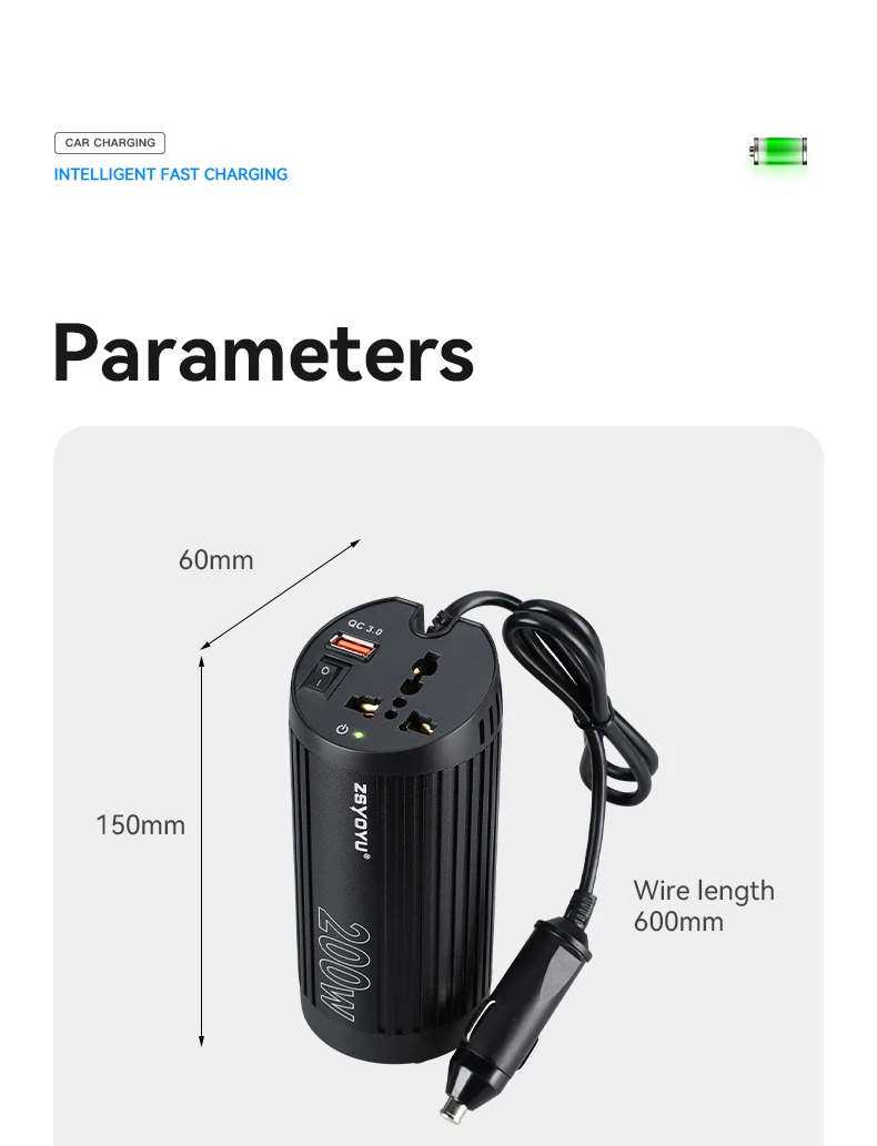 OEM Car Power Inverter Charger 12 Volt To 220 Volt Car USB 200w car inverter For Laptop