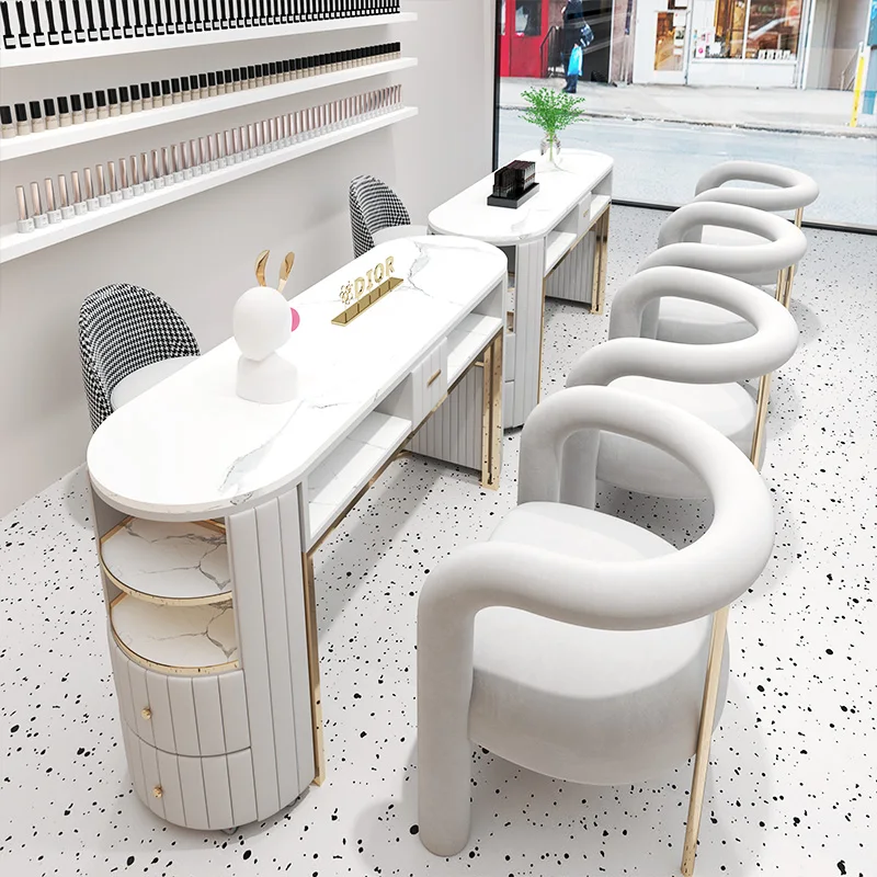 Light luxury tables and chairs set marble manicure table high-end manicure salon tables and chairs