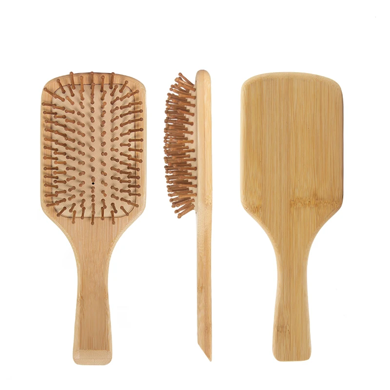 2024 hot Bamboo Hair Bamboo Paddle Hair Brush Scalp Massage Paddle Detangling Natural Wooden Hair Combs