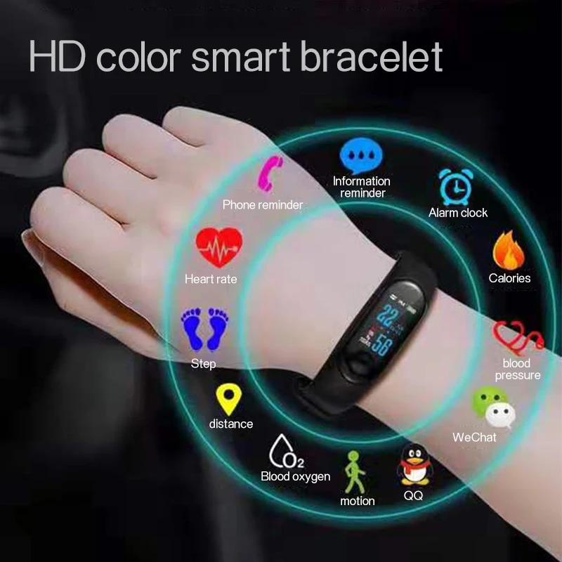 
Led Wristband 2019 New Electronics Blood Pressure Sport Bracelet Men M4 Smart Watch Support Ios Android m3 fitness band 