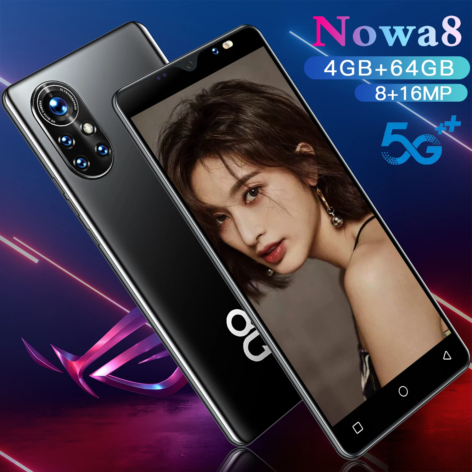 Новое поступление, телефон Nowa8 5,0 дюймов, прямой экран, система Android, две Sim-карты, 5g, самый дешевый мобильный телефон