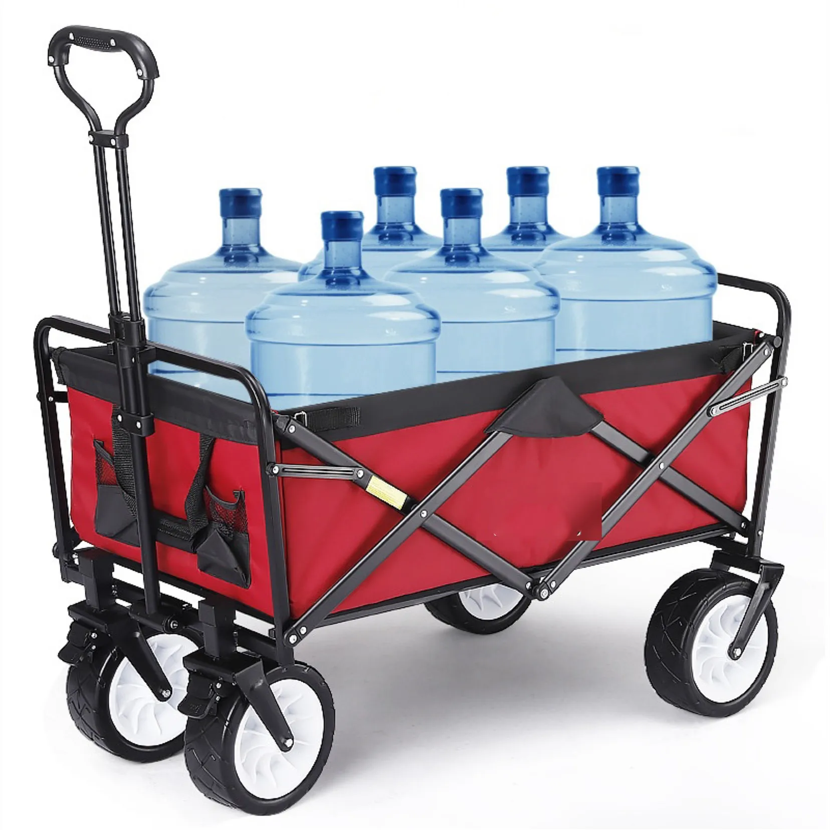
collapsible trolley push bar adjustable handles camping outdoor utility wagon cart 