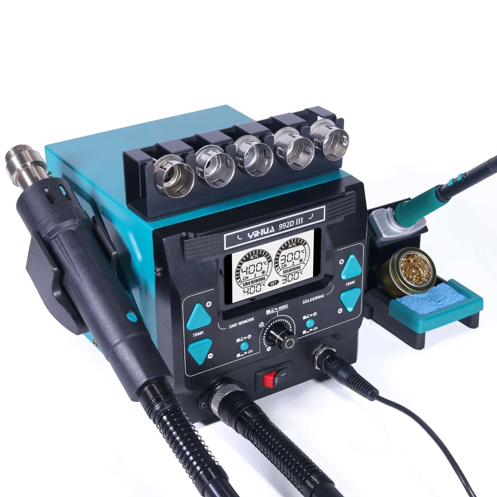 YIHUA992D-III 1000W High Power Rework Soldering Iron Kit with C245  C210 compatible 2 in 1 Precision Soldering Station
