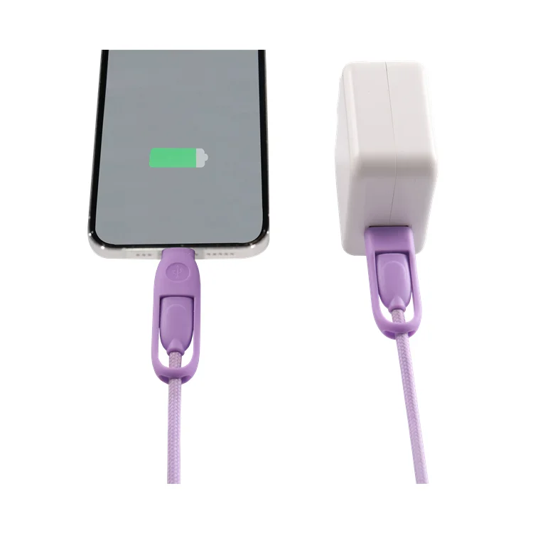 
Free Shipping Custom USB A 2.0 4 in 1 PD Fast Charging Data Cable Nylon Charging Cable for iPhone Charger 