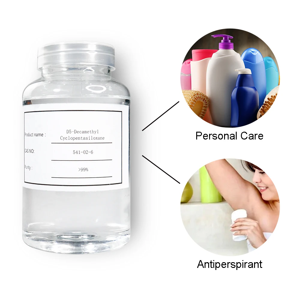 Organic Intermediate Cosmetic Raw Material PDMS Fluid Pure Decamethylcyclopentasiloxane Silicone oil D5 Cyclopentasiloxane