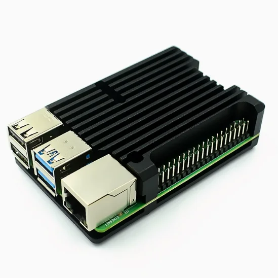 Raspberry Pi поколения 4 оболочки без вентилятора PI b двойной вентилятор черный алюминиевый сплав коробка 4B встроенный охлаждающий корпус