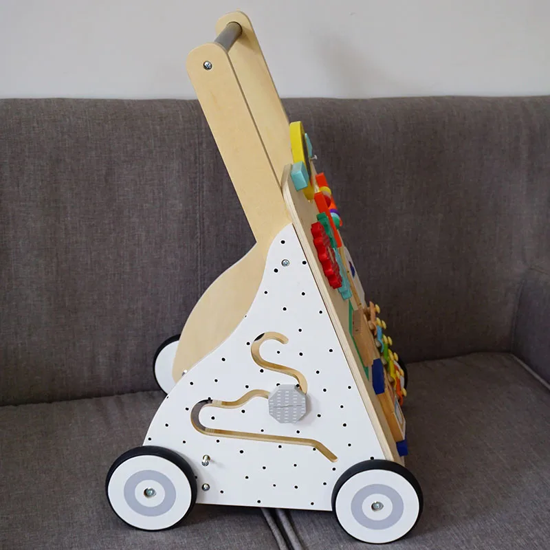 wooden Educational Baby Activity Walker Toy Wooden multifunction Baby Learning Walker for toddler
