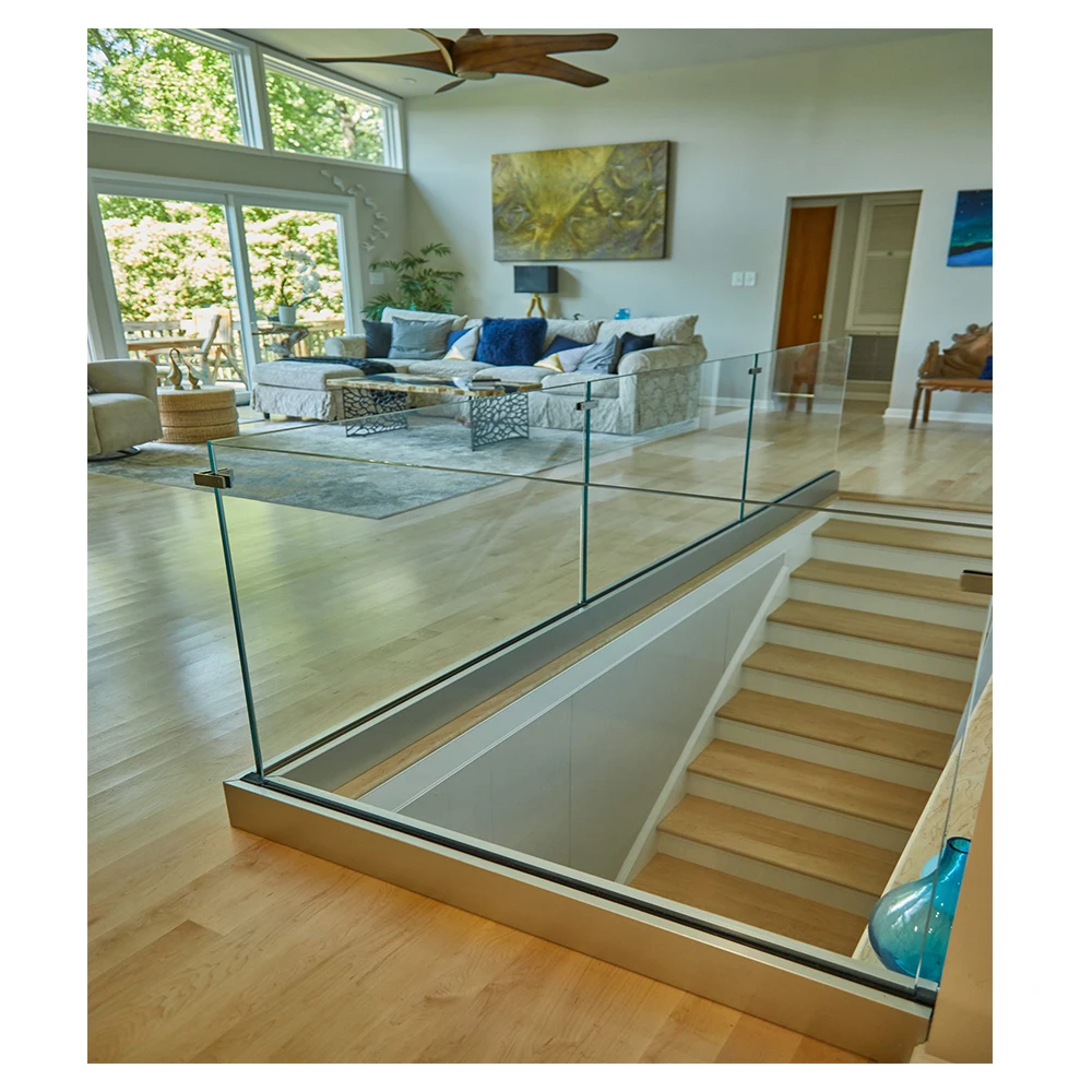 6063 Aluminium profile base shoe U channel balustrade frameless balcony glass railing