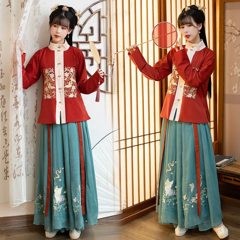 women Performance clothing lady costume Ru qun dress Chinese traditional clothes Ming Dynasty Han Dynasty Hanfu