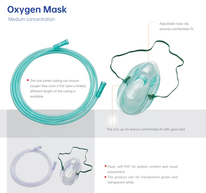 Disposable Medical Supplies Oxygen Masks Hospitals CE ISO