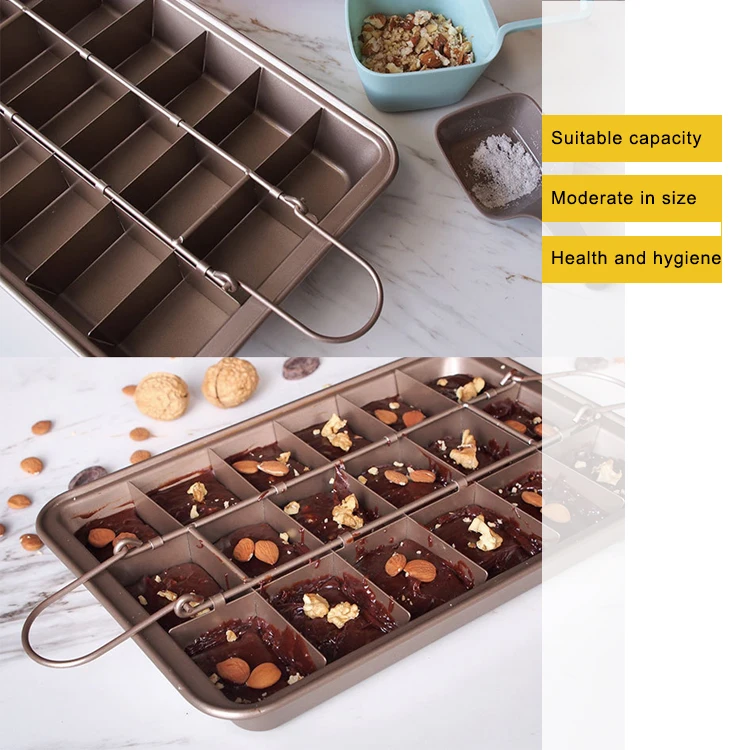 Non-Stick 18 Pre-slice Brownie Baking Pan with Dividers Brownie Cutter Brownie Tray