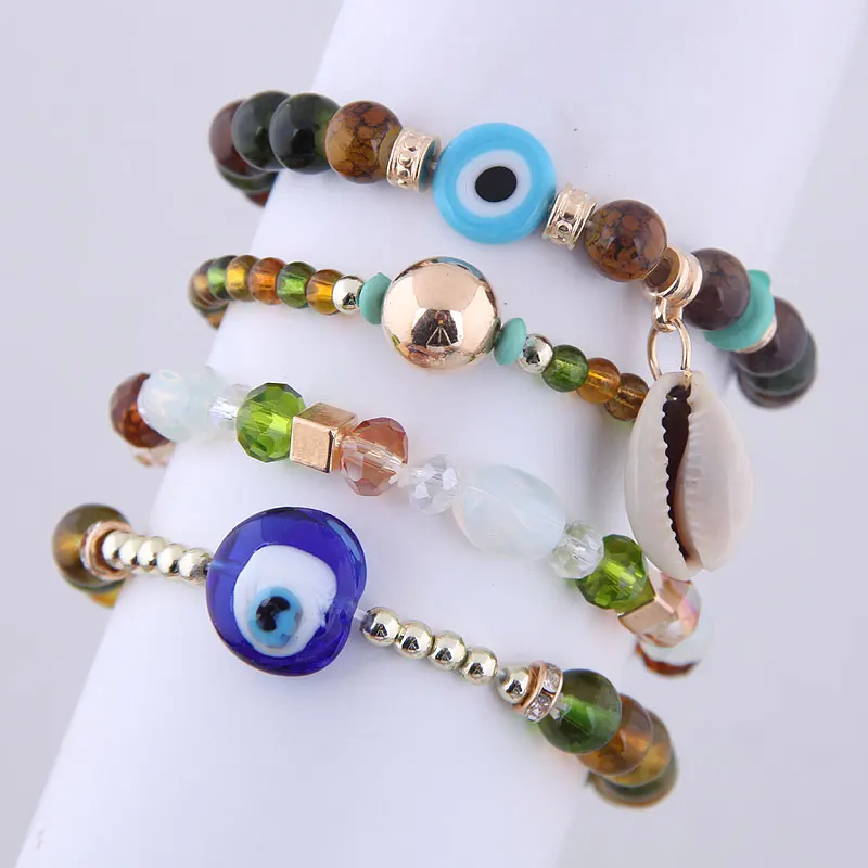 WY080926149 Multi layer eye bangles hot sale bracelet the latest style rhinestone beads bracelet
