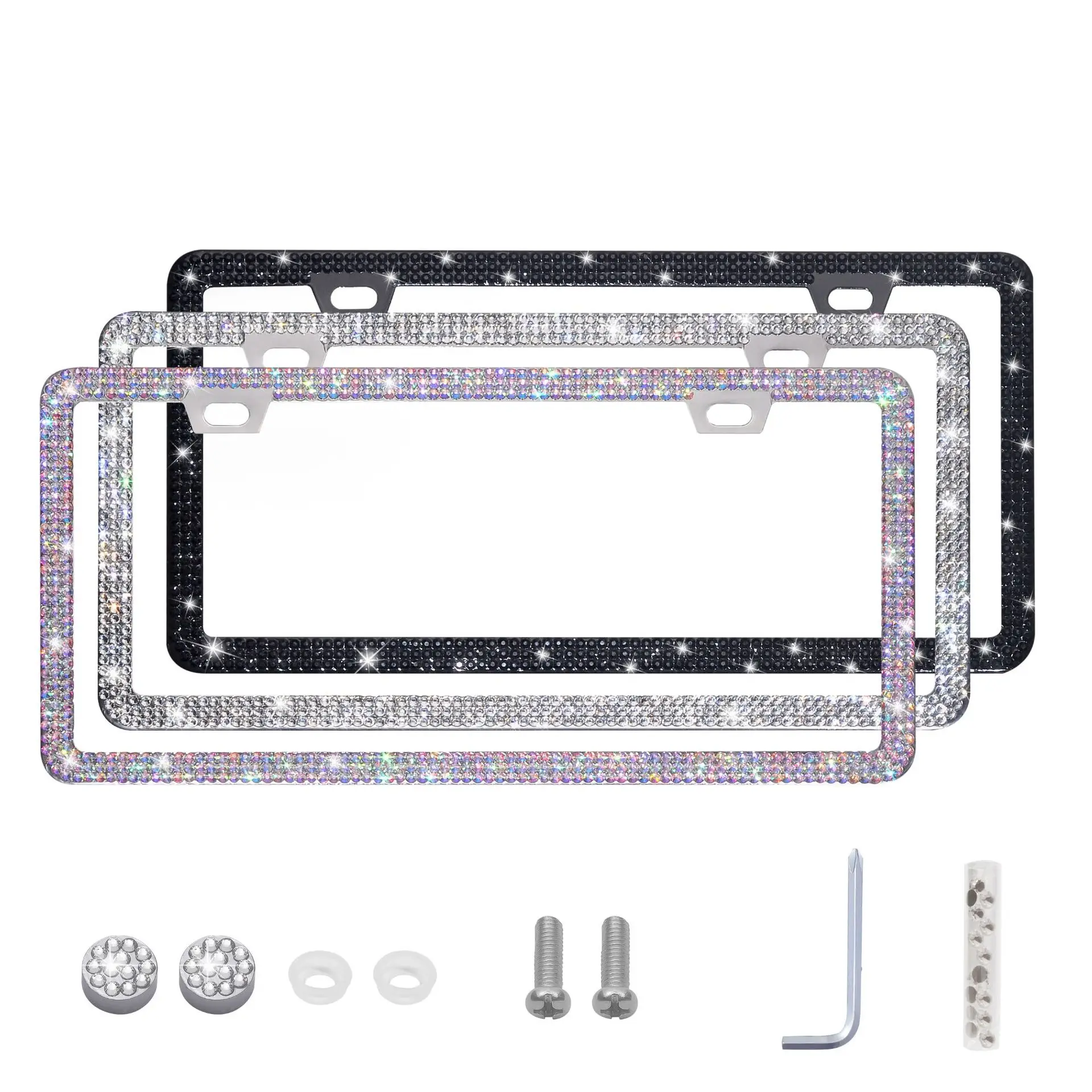 Wholesale Hot Selling Bling Custom diamond Metal Stainless Steel car license plate frames