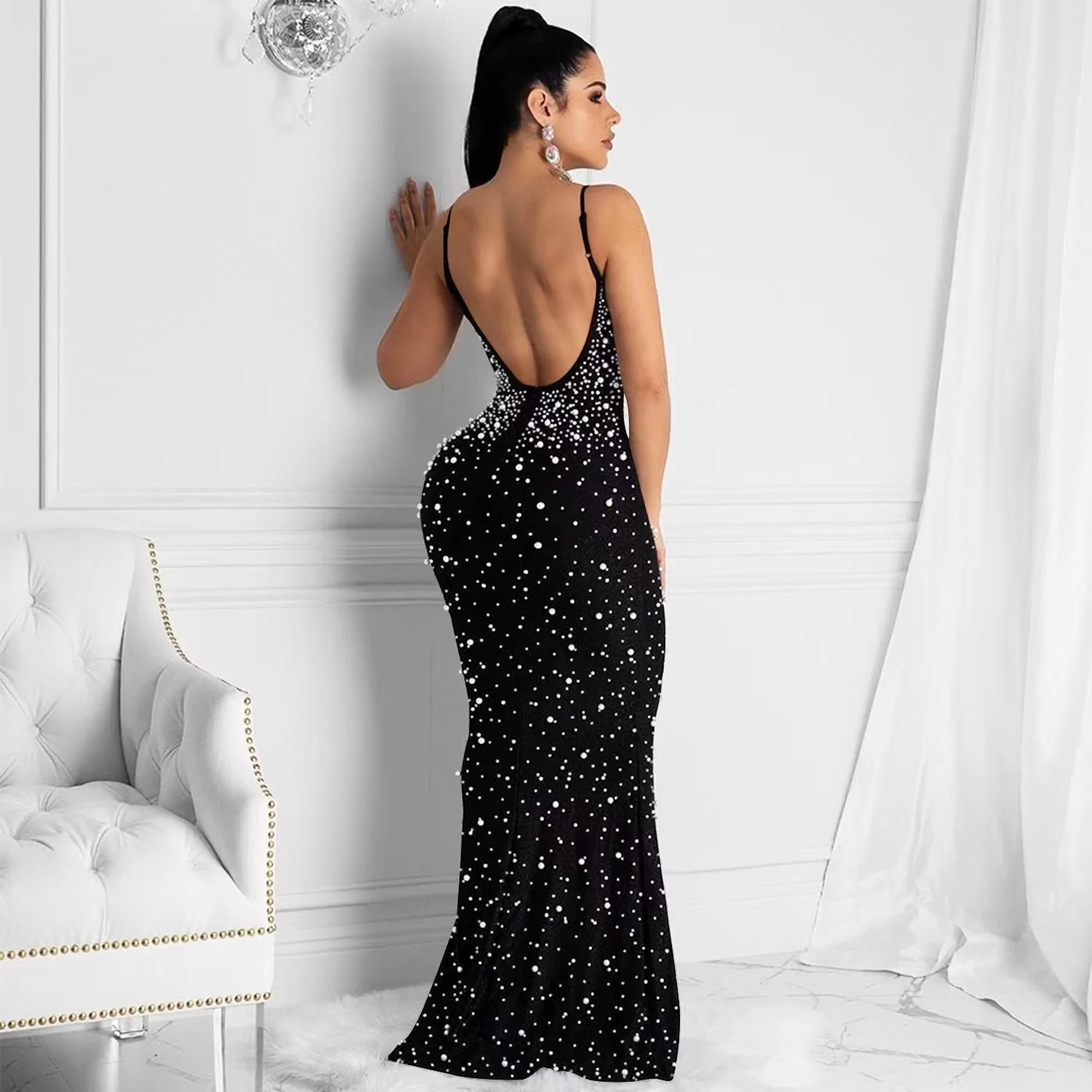 Sexy Sleeveless Backless Party Long Women Dresses New Designs Elegant Lady Evening Dresses