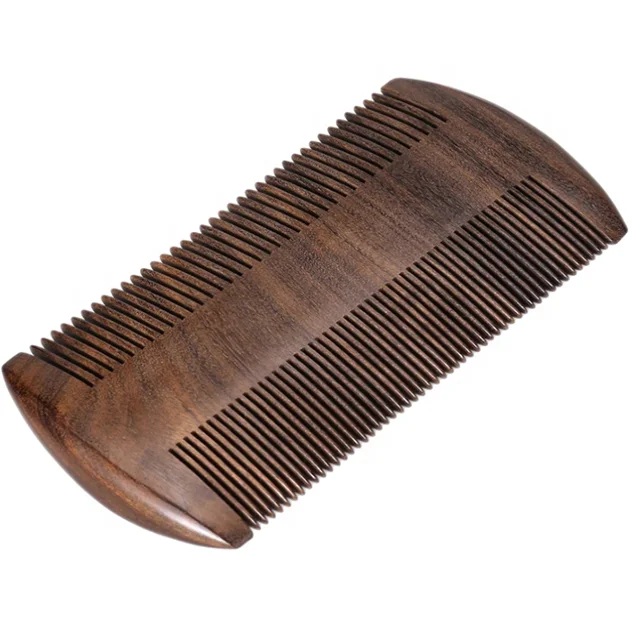 Customized Logo highest quality wood double sided sandalwood beard wooden comb