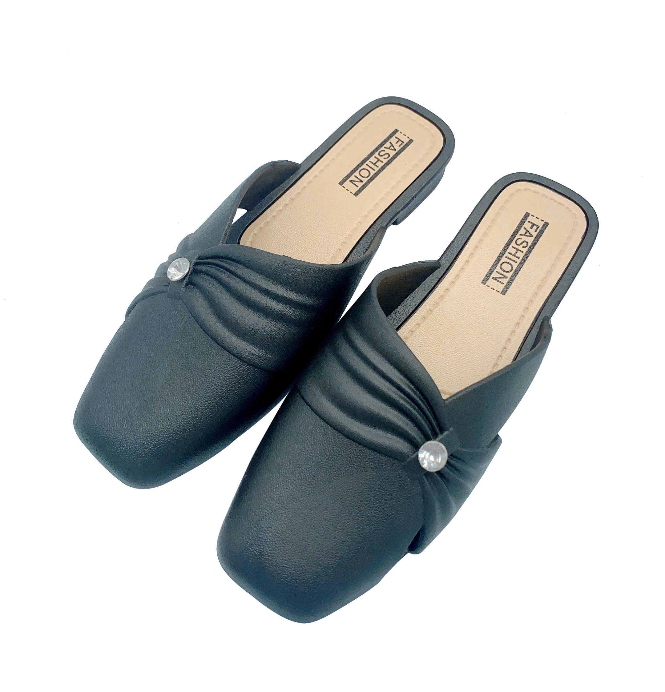 Female Shoes Large Size Closed Toe Half Drag Luxury Flats Sandals Ladies Half Slipper