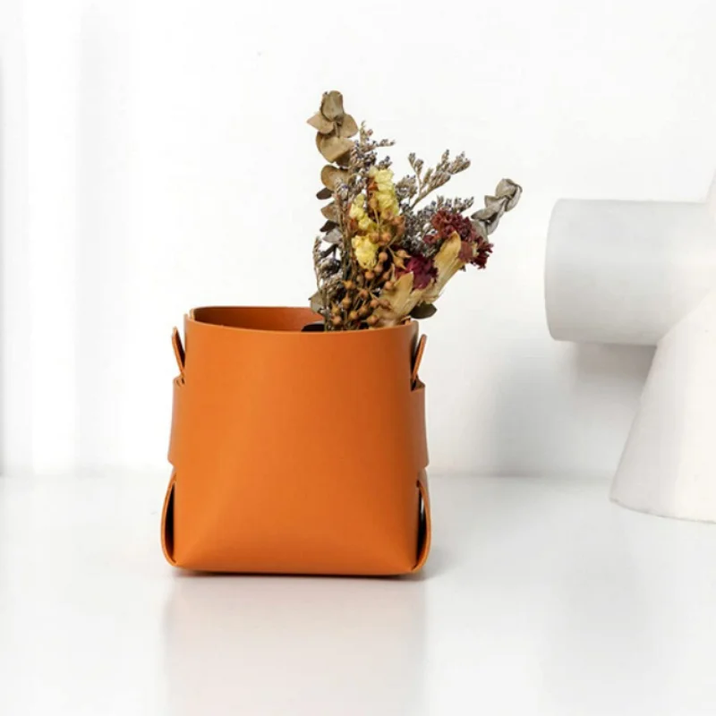 Hot Sale Foldable PU Leather Pen Storage Tray Multifunctional Storage Basket Rolling Pen Holders