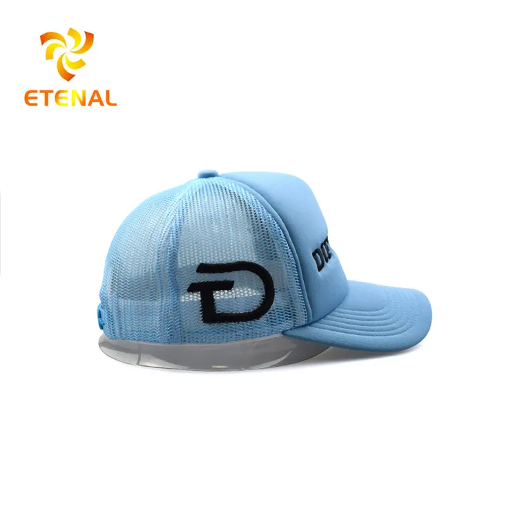 Manufacture Custom Adjustable Polyester Foam Trucker Hats Embroidered Unisex Breathable Mesh Cap