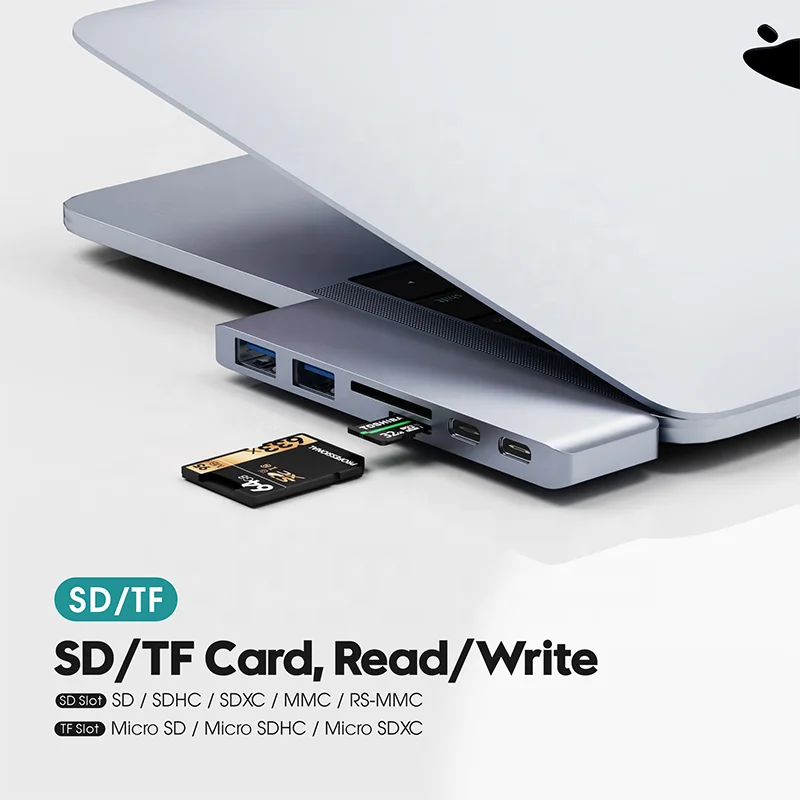 High Speed USB C Hub 6 in 1 Docking Station Type C to USB 2.0 3.0 PD Port SD TF Card 6 Port Type C USB Hub