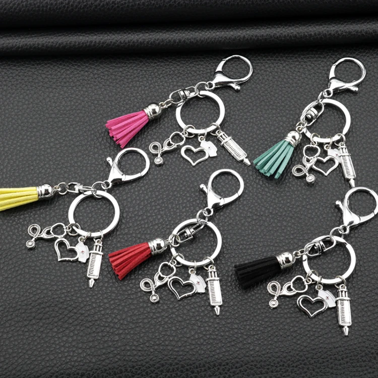 Medical tassel needle syringe stethoscope keychain for doctors nurse