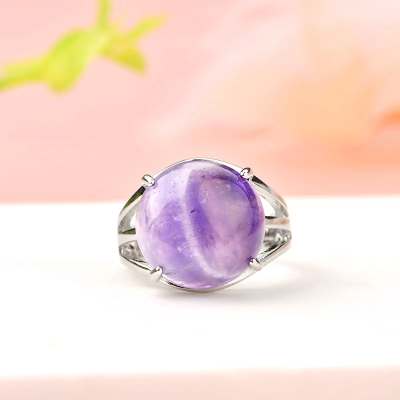 Top sell round shaped natural stone ring Adjustable Healing Crystal Gemstone tiger eye stone Ring