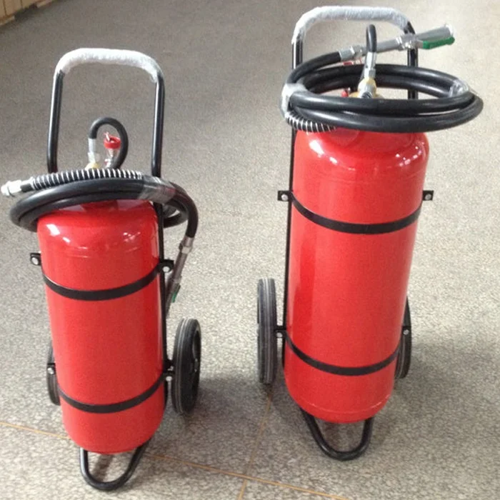 Wheeled mobile fire extinguisher trolley mounted DCP chemical powder fire extinguisher 20kg 30kg 50kg 100kg