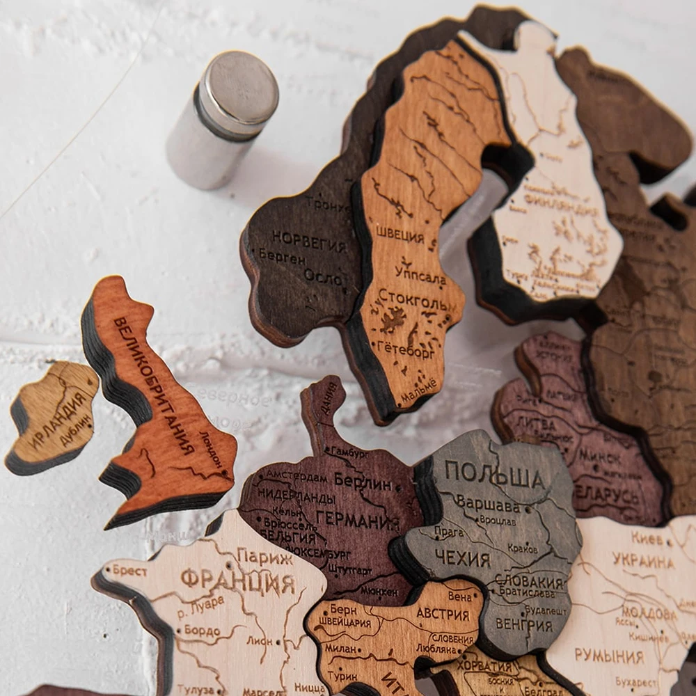 3d wooden world map puzzle for kids wall sticker decor scratch off  travel map wood clock ship fast  sticker