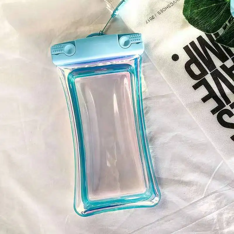High class water resist colorful holographic smart phone pouch bags